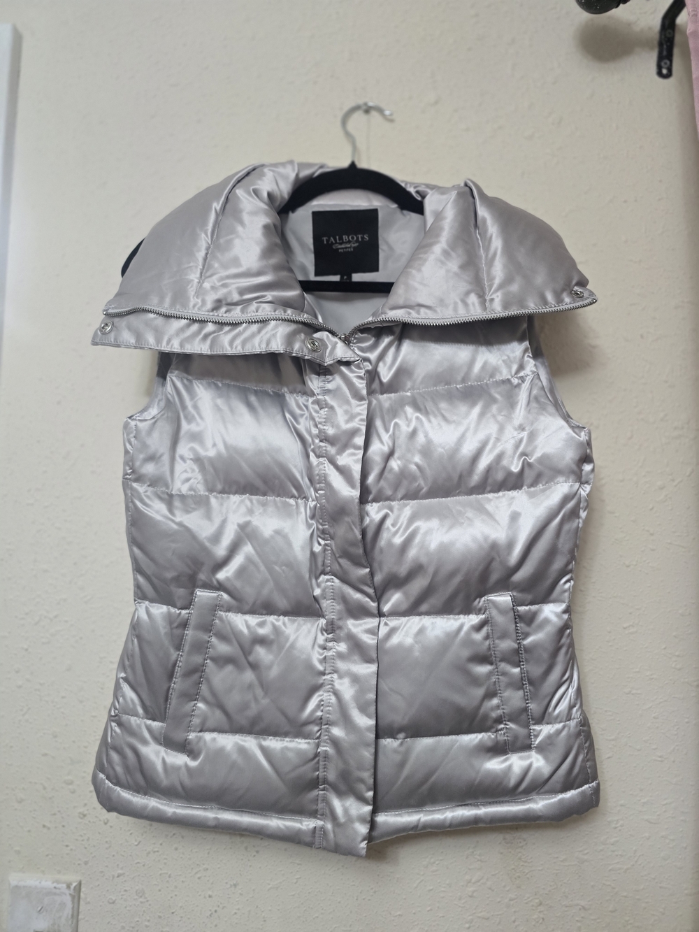 Talbots Silver Quilted Puffer Vest